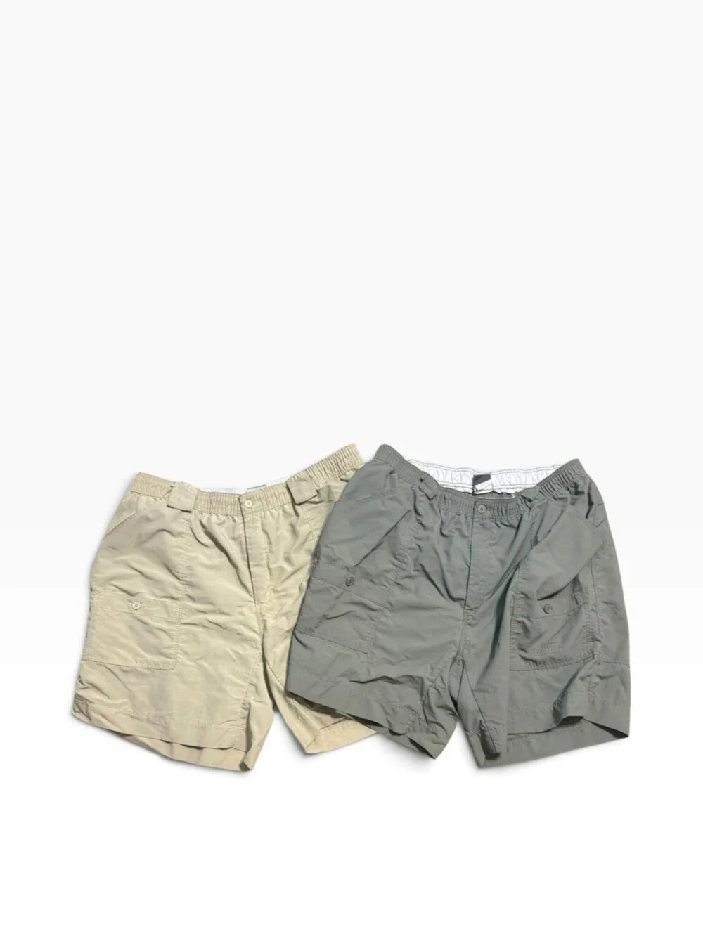 Mens 2pc Aftco Bluewater Fishing Shorts Elastic Waist Size 42 Boating Casual